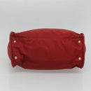 CELINE Hand Bag Nylon Red Gold Auth 121616-5