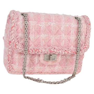 CHANEL Chain Matelasse 2.55 Shoulder Bag Tweed Pink CC Auth 121623AM