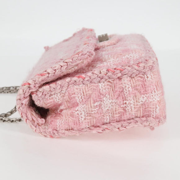 CHANEL Chain Matelasse 2.55 Shoulder Bag Tweed Pink CC Auth 121623AM
