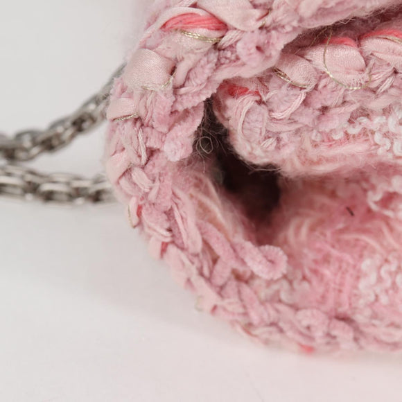 CHANEL Chain Matelasse 2.55 Shoulder Bag Tweed Pink CC Auth 121623AM