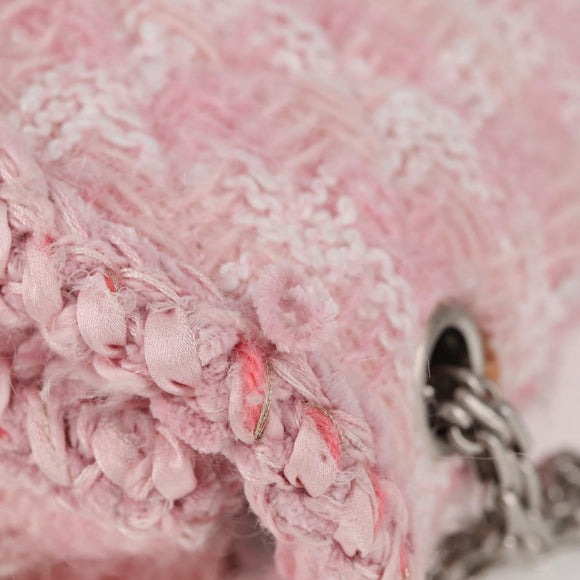 CHANEL Chain Matelasse 2.55 Shoulder Bag Tweed Pink CC Auth 121623AM
