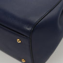 PRADA Shoulder Bag Safiano Leather Blue Gold Auth 121634-16