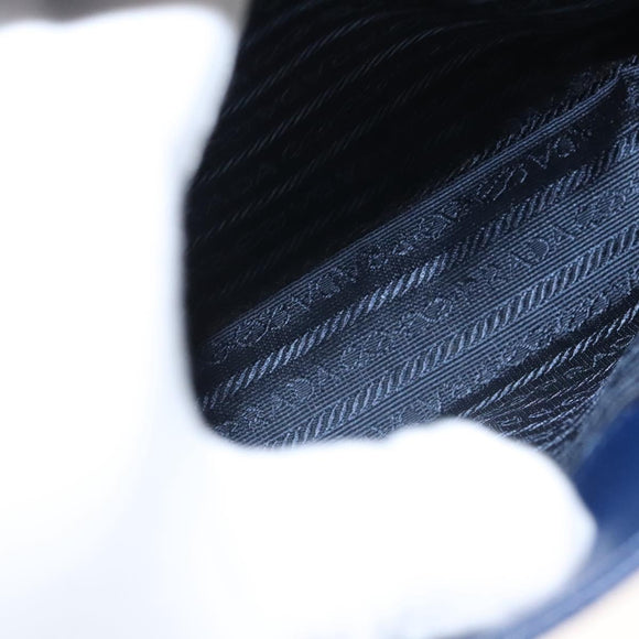 PRADA Shoulder Bag Safiano Leather Blue Gold Auth 121634