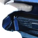 PRADA Shoulder Bag Safiano Leather Blue Gold Auth 121634-23