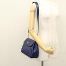 PRADA Shoulder Bag Safiano Leather Blue Gold Auth 121634-25