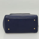 PRADA Shoulder Bag Safiano Leather Blue Gold Auth 121634-6