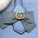 GUCCI Hand Bag Leather 2way Blue Gold 443089 Auth 121644-10