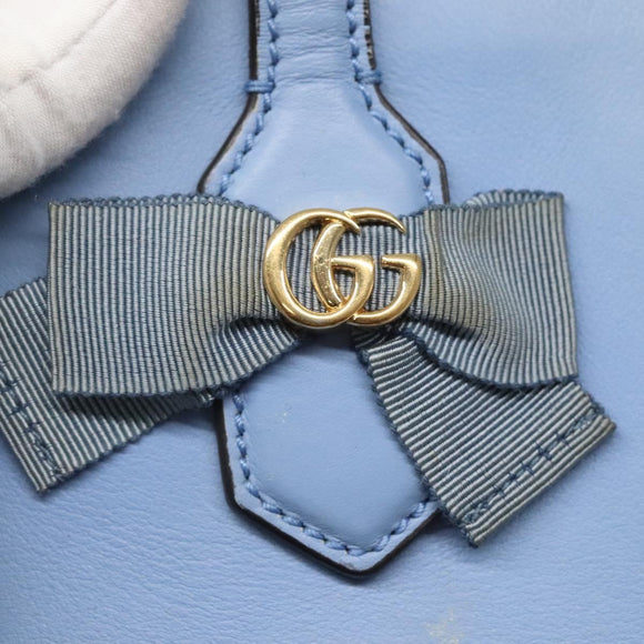 GUCCI Hand Bag Leather 2way Blue Gold 443089 Auth 121644