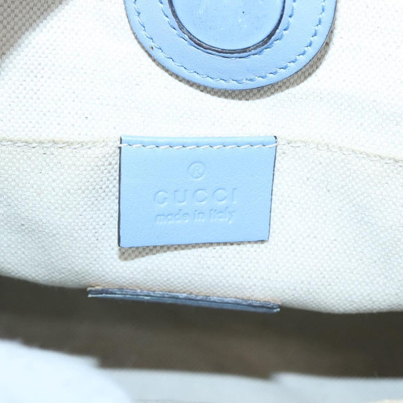 GUCCI Hand Bag Leather 2way Blue Gold 443089 Auth 121644