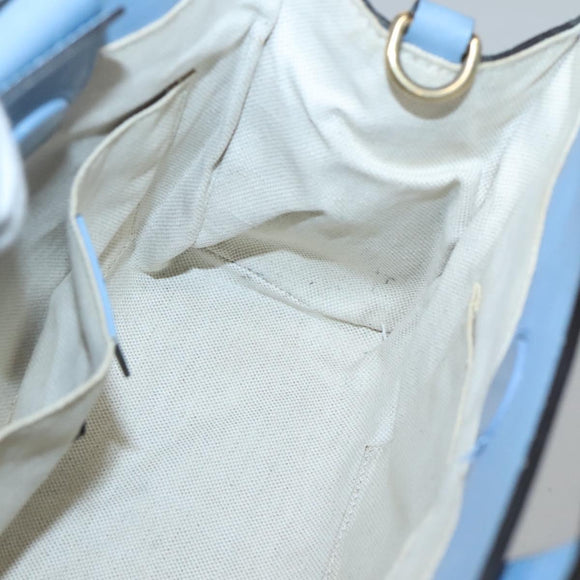 GUCCI Hand Bag Leather 2way Blue Gold 443089 Auth 121644