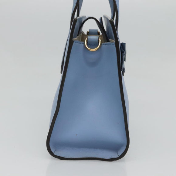 GUCCI Hand Bag Leather 2way Blue Gold 443089 Auth 121644