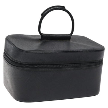 GUCCI Vanity Pouch Leather Black Silver Auth 121646