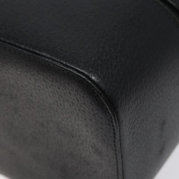 GUCCI Vanity Pouch Leather Black Silver Auth 121646