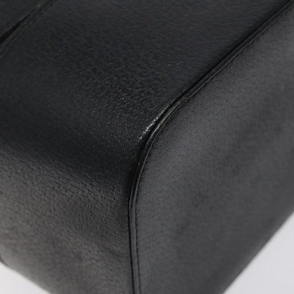 GUCCI Vanity Pouch Leather Black Silver Auth 121646