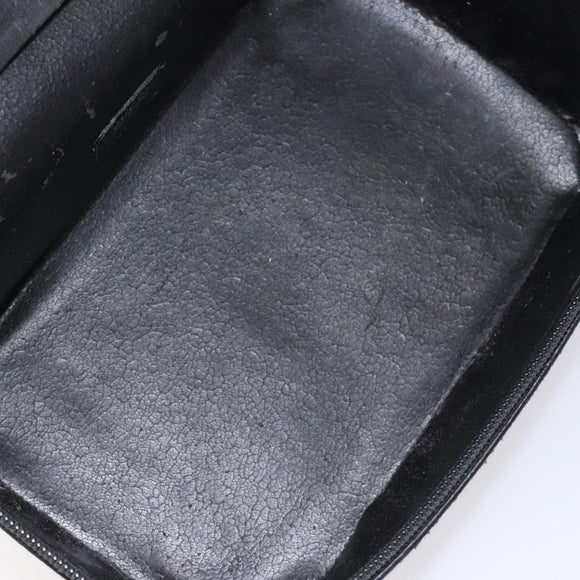 GUCCI Vanity Pouch Leather Black Silver Auth 121646