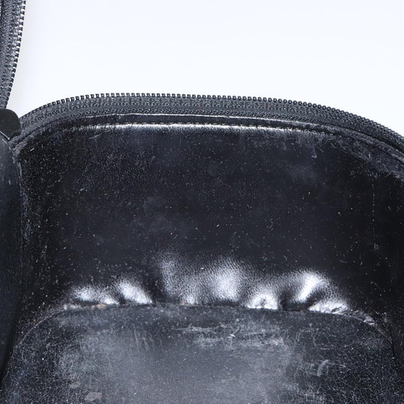 GUCCI Vanity Pouch Leather Black Silver Auth 121646