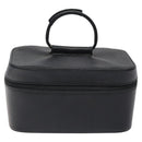 GUCCI Vanity Pouch Leather Black Silver Auth 121646-13