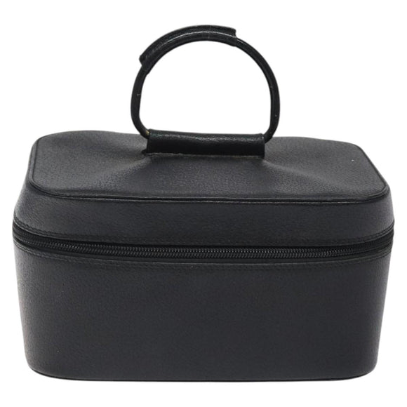 GUCCI Vanity Pouch Leather Black Silver Auth 121646