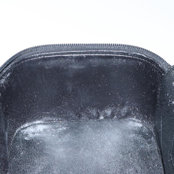 GUCCI Vanity Pouch Leather Black Silver Auth 121646