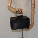 GUCCI Vanity Pouch Leather Black Silver Auth 121646-21