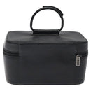 GUCCI Vanity Pouch Leather Black Silver Auth 121646-2