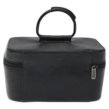 GUCCI Vanity Pouch Leather Black Silver Auth 121646 - 0