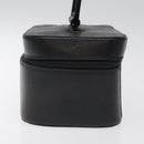 GUCCI Vanity Pouch Leather Black Silver Auth 121646-4