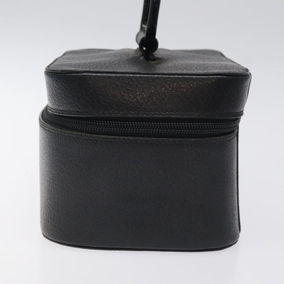 GUCCI Vanity Pouch Leather Black Silver Auth 121646