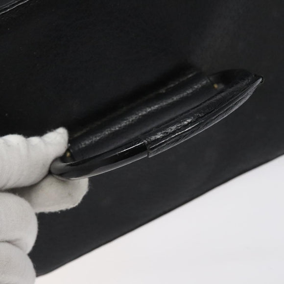 GUCCI Vanity Pouch Leather Black Silver Auth 121646