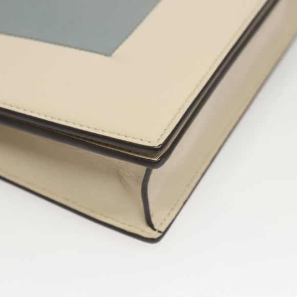 CELINE Chain Shoulder Bag Leather Gray Gold Auth 121648