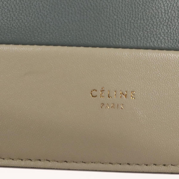 CELINE Chain Shoulder Bag Leather Gray Gold Auth 121648