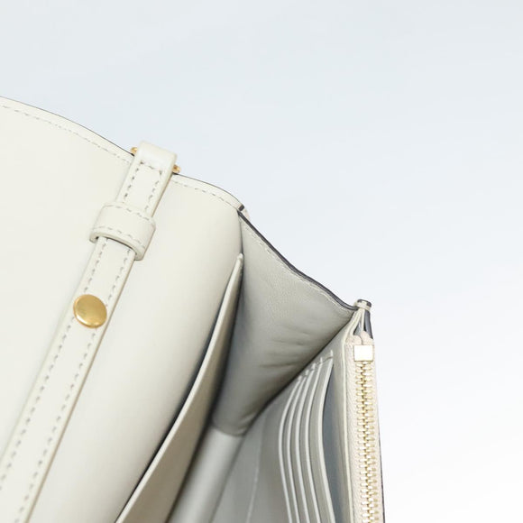 CELINE Chain Shoulder Bag Leather Gray Gold Auth 121648