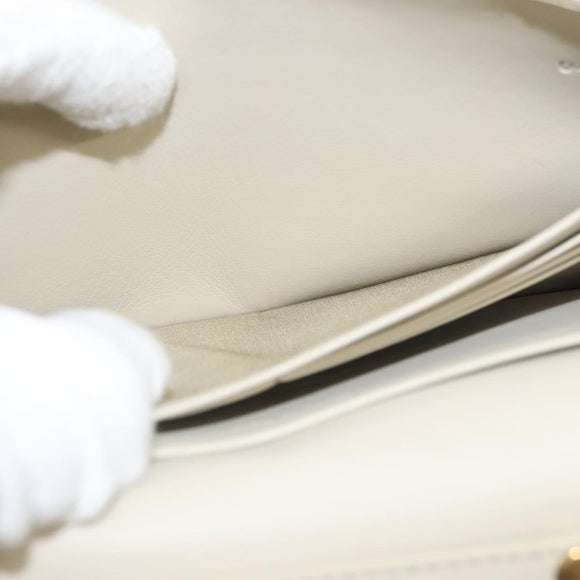 CELINE Chain Shoulder Bag Leather Gray Gold Auth 121648