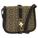 CELINE C Sulky Shoulder Bag Canvas Brown Gold Auth 121649-1