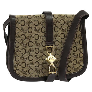 CELINE C Sulky Shoulder Bag Canvas Brown Gold Auth 121649