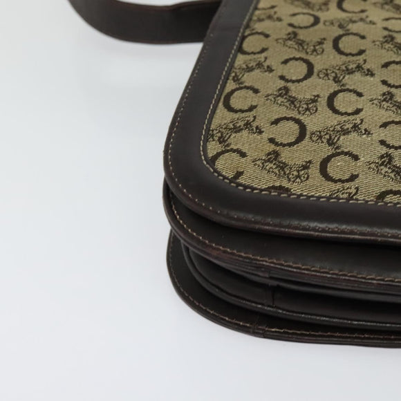 CELINE C Sulky Shoulder Bag Canvas Brown Gold Auth 121649