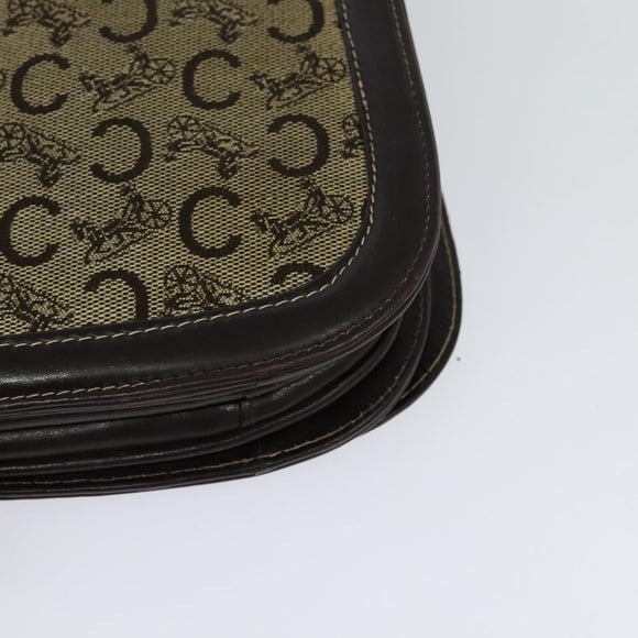 CELINE C Sulky Shoulder Bag Canvas Brown Gold Auth 121649