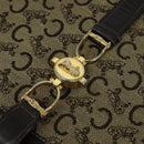 CELINE C Sulky Shoulder Bag Canvas Brown Gold Auth 121649-10