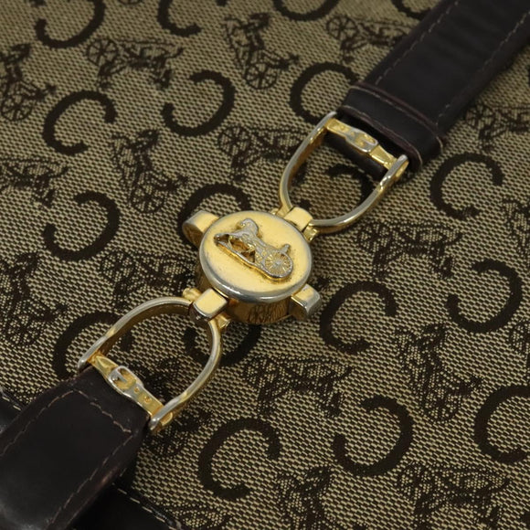 CELINE C Sulky Shoulder Bag Canvas Brown Gold Auth 121649