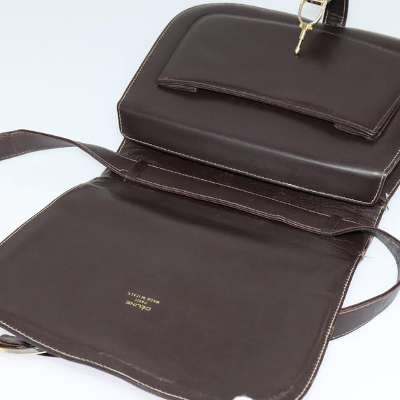 CELINE C Sulky Shoulder Bag Canvas Brown Gold Auth 121649