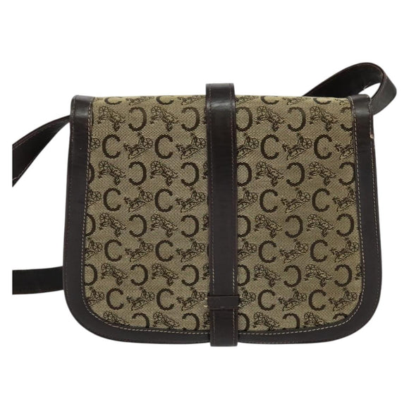 CELINE C Sulky Shoulder Bag Canvas Brown Gold Auth 121649
