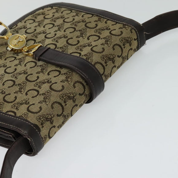 CELINE C Sulky Shoulder Bag Canvas Brown Gold Auth 121649