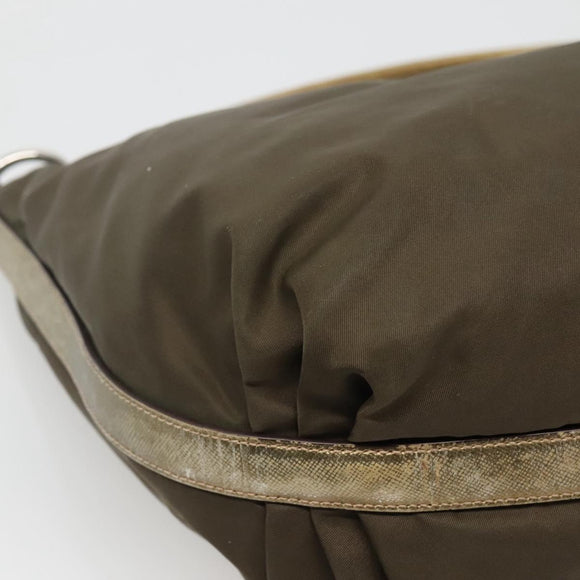 PRADA Shoulder Bag Nylon Khaki Silver Auth 121654