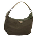 PRADA Shoulder Bag Nylon Khaki Silver Auth 121654-1