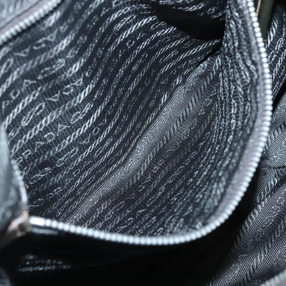 PRADA Shoulder Bag Nylon Khaki Silver Auth 121654