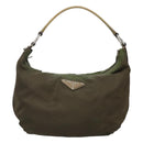 PRADA Shoulder Bag Nylon Khaki Silver Auth 121654-13