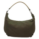 PRADA Shoulder Bag Nylon Khaki Silver Auth 121654-2