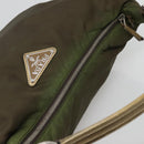 PRADA Shoulder Bag Nylon Khaki Silver Auth 121654-6