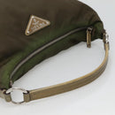 PRADA Shoulder Bag Nylon Khaki Silver Auth 121654-7