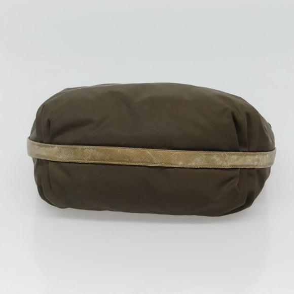 PRADA Shoulder Bag Nylon Khaki Silver Auth 121654